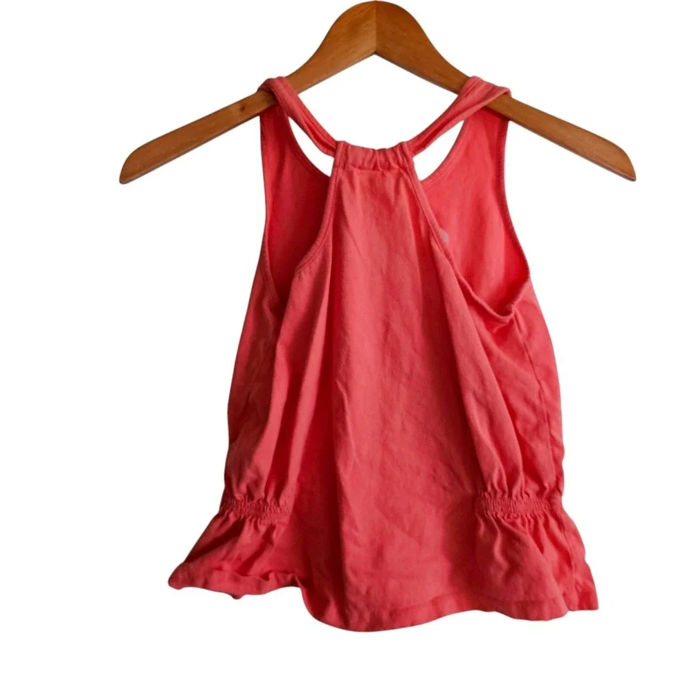 Gymboree Dog Graphic Tank Top‎ Ruffle Hem Sleeveless Coral Size 10